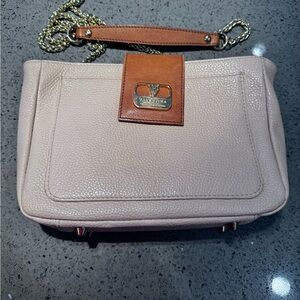Valentina cream and Tan Leather Chain Crossbody